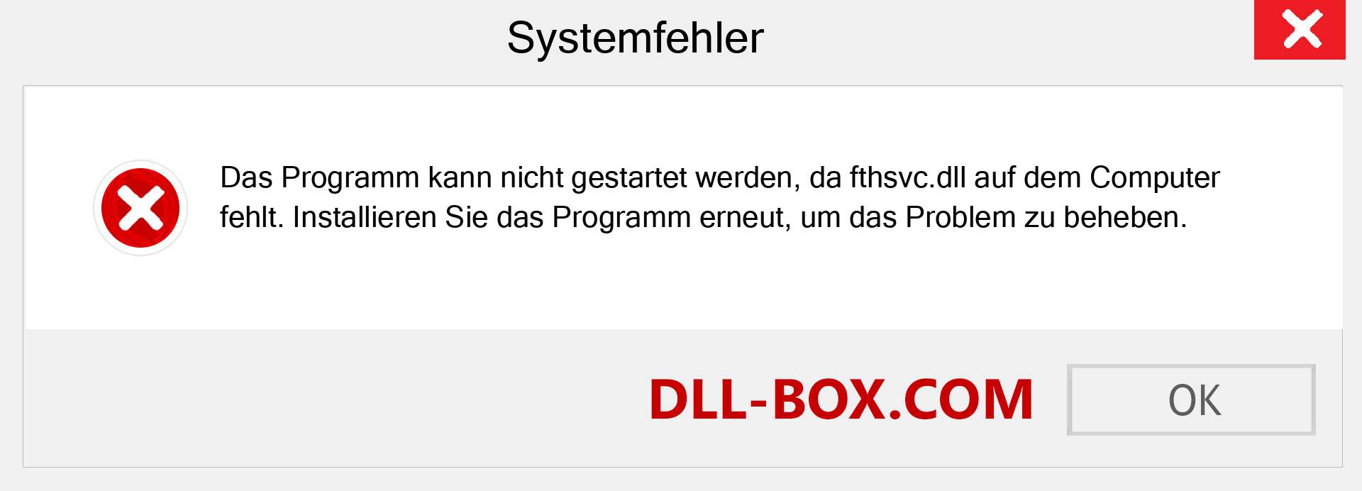 fthsvc.dll-Datei fehlt?. Download für Windows 7, 8, 10 - Fix fthsvc dll Missing Error unter Windows, Fotos, Bildern