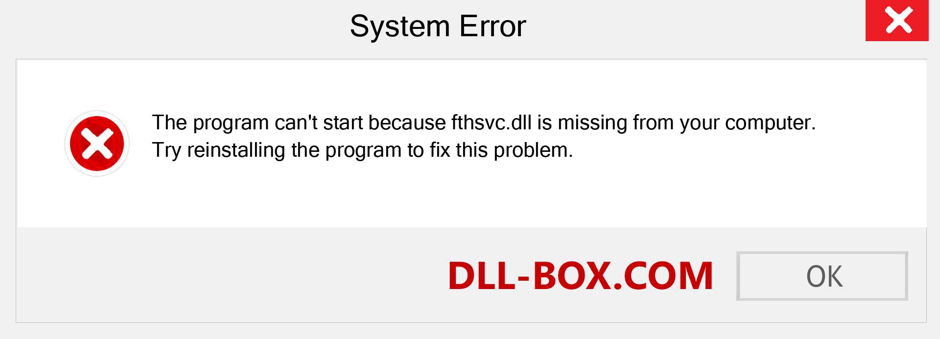  fthsvc.dll file is missing?. Download for Windows 7, 8, 10 - Fix  fthsvc dll Missing Error on Windows, photos, images